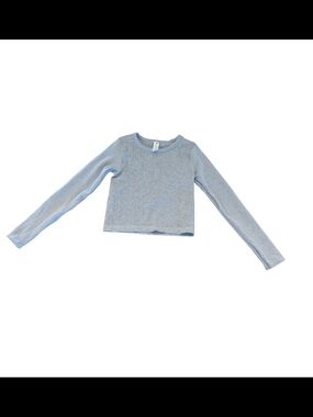 EUC Yogalicious Girls Large 12 Long Sleeve Grey Ribbed Crewneck Shirt